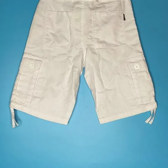 Beverly Hills Polo Club Bright White Cotton Belted Cargo Shorts Size 12 NWT - Picture 6 of 11